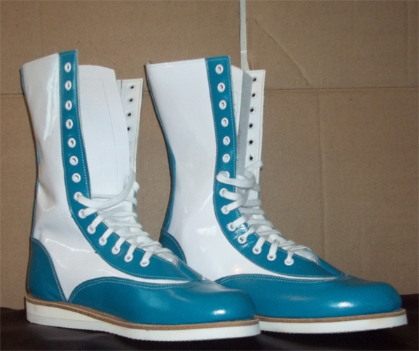 blue wrestling boots
