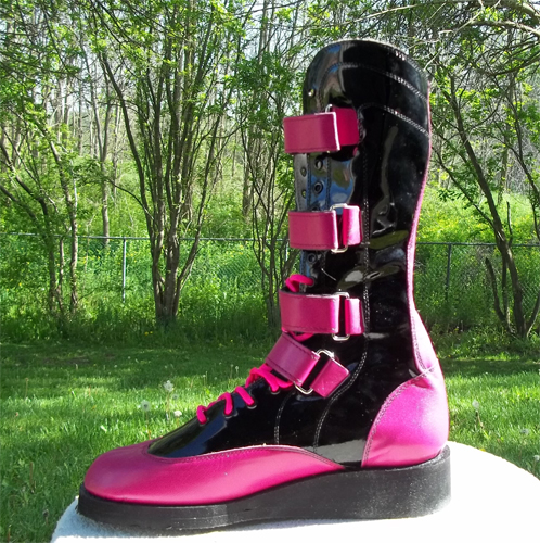 RD Wrestling Boots --Pink and Black straps Boots--